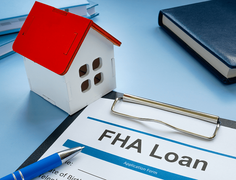 FHA loan application with house model